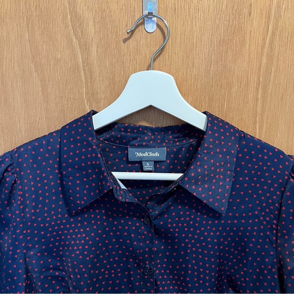 Modcloth Heart Button Down Blouse - image 3